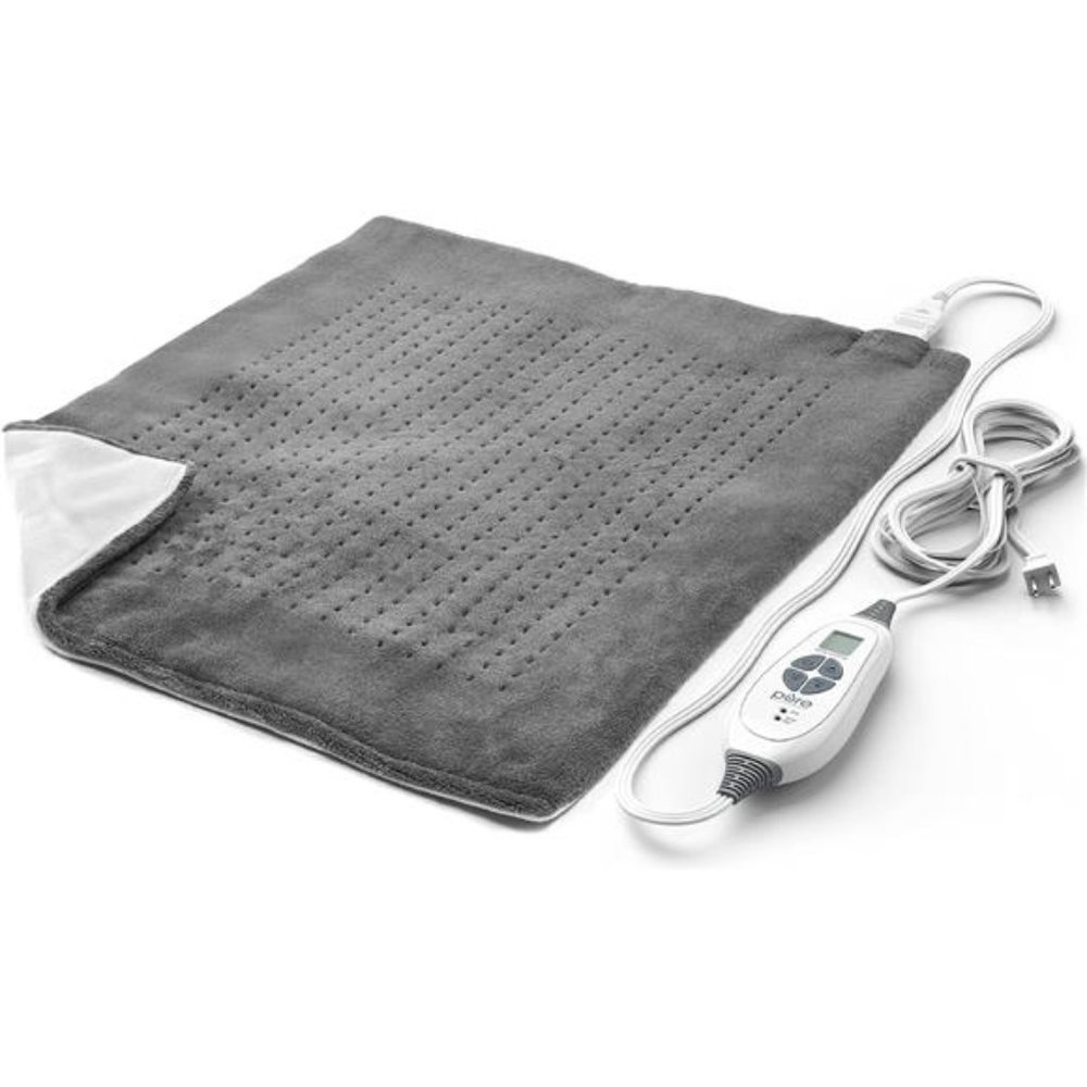 Ultra-Wide Microplush Heating Pad 6 Heat Settings for Back Pain Relief, Gray